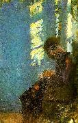 Anna Ancher interiorior med syennde kvinde, ca oil